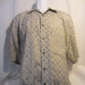 SILK UOMO gray blue silk geometric shirt MEN L